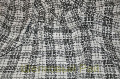 Шерсть "CHANEL" черно-белая клетка (в-263)