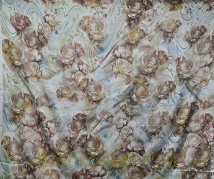 Шелк атласный "Blugirl" (коричневые розы) (в-198)