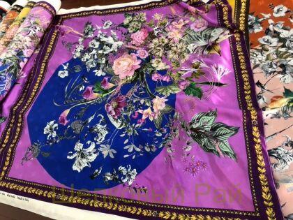 Платок шелковый атласный сиреневый (д-624)