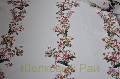 Хлопок с эластаном "Цветочная аллея" (в-132)