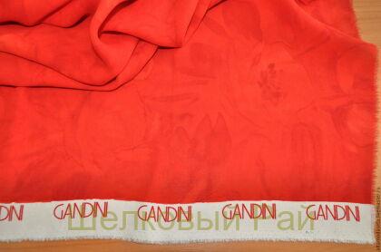 Крепдешин шелковый "Gandini" (цвет ярко-красный) а-4