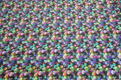 Хлопок с эластаном "Цветочная поляна" (в-137)