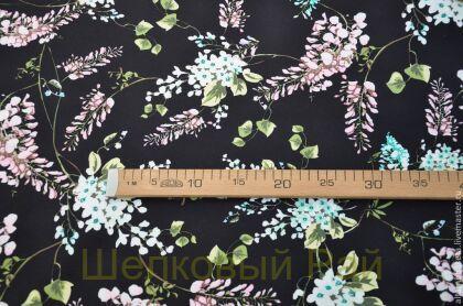 Хлопок с эластаном "Цветы глицинии" (в-125)