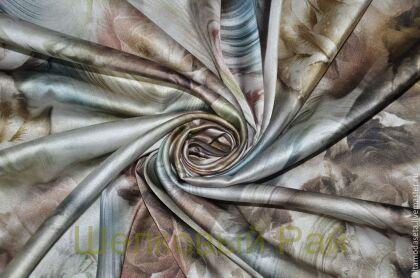 Шелк атласный "Blugirl" (коричневые розы) (в-198)