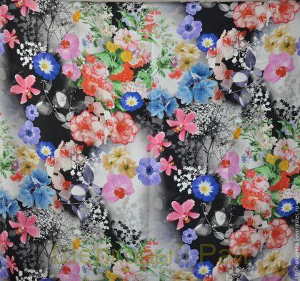 Жаккард шелковый "Angelo Marani" цветочный принт (в-242)