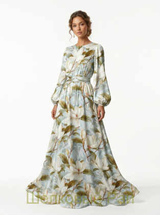 Плотный шелк стрейч "Белая магнолия" 19 момми (д-1478)