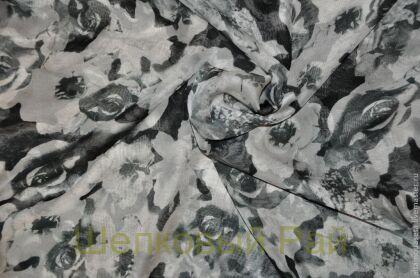 Шифон шелковый цветочный дизайн (ж-106)