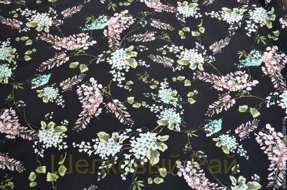 Хлопок с эластаном "Цветы глицинии" (в-125)