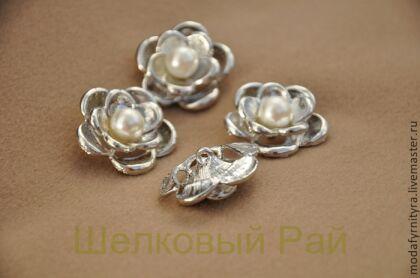 Пуговица декоративная Никель белый жемчуг