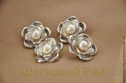 Пуговица декоративная Никель белый жемчуг