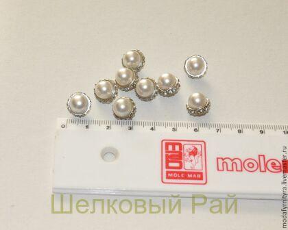 Пуговица декоративная пластик белый жемчуг