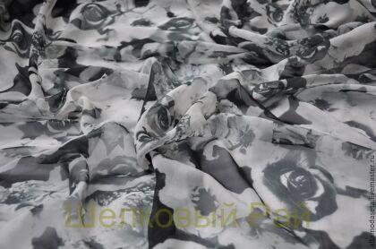 Шифон шелковый цветочный дизайн (ж-106)