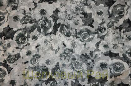 Шифон шелковый цветочный дизайн (ж-106)