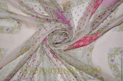 Крэш шифон шелковый "Daniela Gregis" в розовых тонах (м)