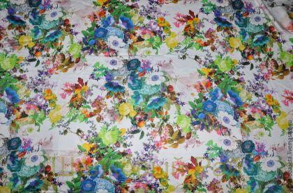 Хлопок с эластаном (KENZO) цветочный мотив (б-192)