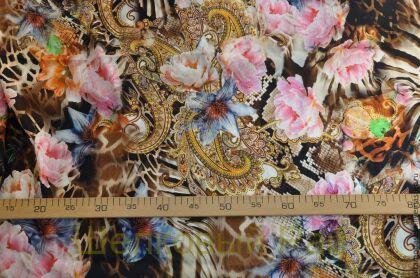 Шелковый креповый "Ferretti" б-243 (розовые розы)