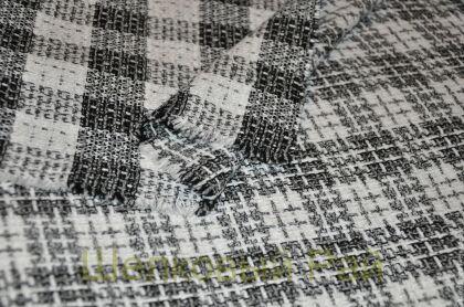 Шерсть "CHANEL" черно-белая клетка (в-263)