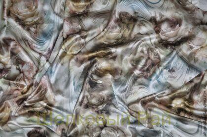 Шелк атласный "Blugirl" (коричневые розы) (в-198)