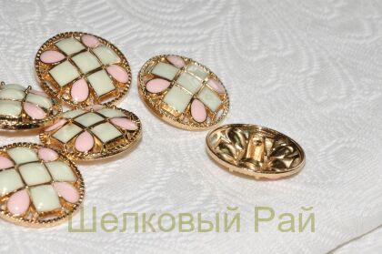 Пуговица круглая розовая 27 мм (д-928)