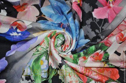 Жаккард шелковый "Angelo Marani" цветочный принт (в-242)