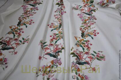 Хлопок с эластаном "Цветочная аллея" (в-132)