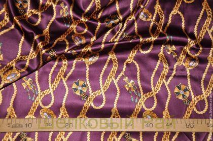 Шелк атласный "ESCADA" (цепи на бордовом фоне)