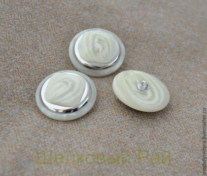 Пуговица костюмная Бежевый мрамор никель