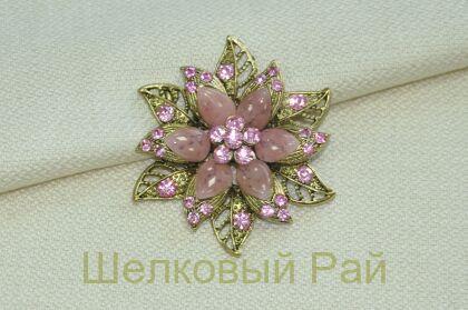 Брошь декоративная "Цветок" (цвет светло-розовый)