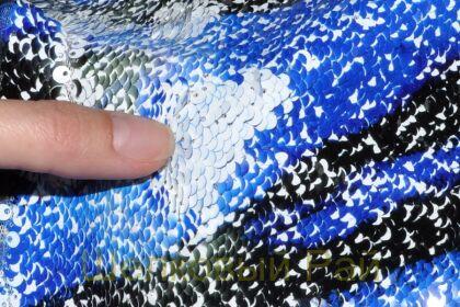 Ткань пайетки с тигром (панель) д-595