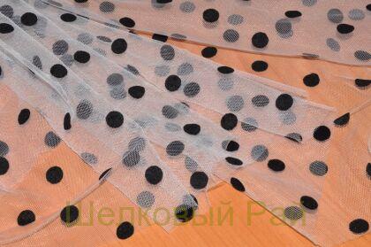 Декоративная сетка в черный горох (д-546)