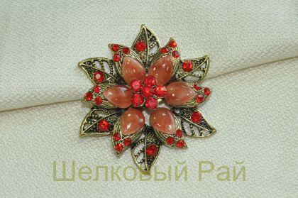 Брошь декоративная "Цветок" (цвет красный)