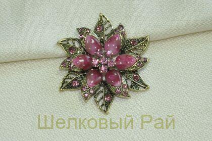 Брошь декоративная "Цветок" (цвет темно-розовый)