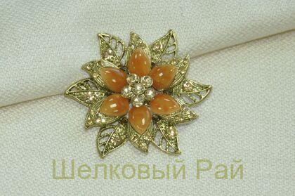 Брошь декоративная "Цветок" (цвет янтарный)