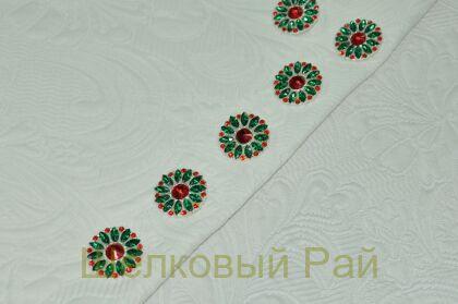 Пуговица пришивная стразы изумрудные и красные