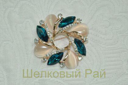 Брошь декоративная цвет бежево-розовый опал