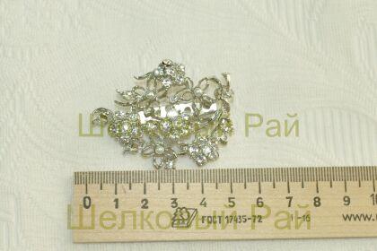 Брошь декоративная со стразами "Букет"
