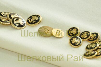 Пуговица пришивная золото с черной эмалью