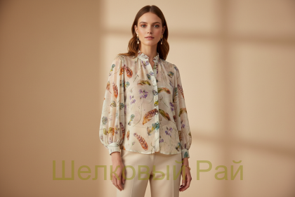 Шифон-шелк (перья, бабочки, цветы) (к-35)