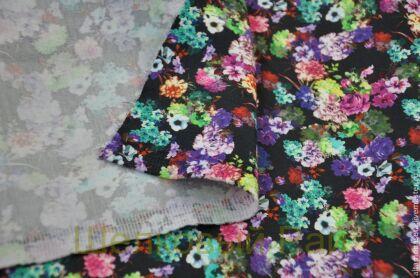 Хлопок с эластаном "Цветочная поляна" (в-137)