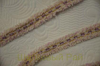 Тесьма сиреневая с золотом 1,5 см "Chanel" (д-1451)