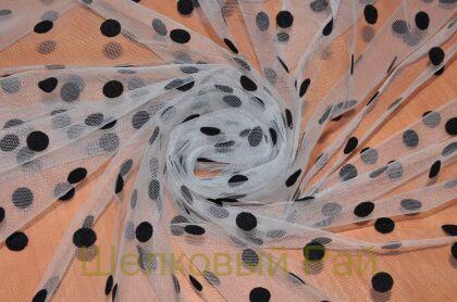 Декоративная сетка в черный горох (д-546)