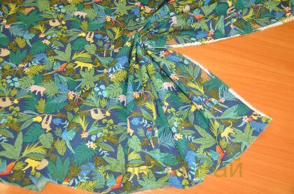 Хлопок-лен с попугаями (к-47)