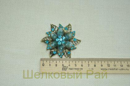 Брошь декоративная "Цветок" (цвет голубой)