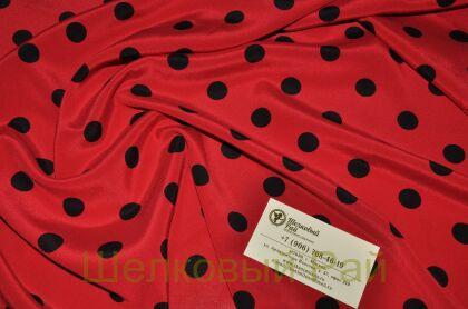 Шелковый крепдешин в черный горох (в-148)