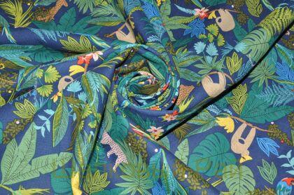 Хлопок-лен с попугаями (к-47)