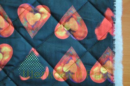 Курточная стеганная ткань с сердечками (д-1323)