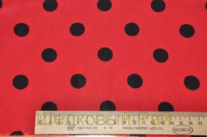 Шелковый крепдешин в черный горох (в-148)