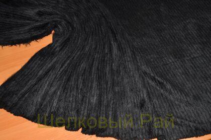 Трикотаж с мехом черный г-411