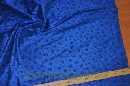 Тафта синяя шелковая шантунг (б-2)