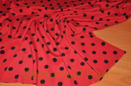 Шелковый крепдешин в черный горох (в-148)